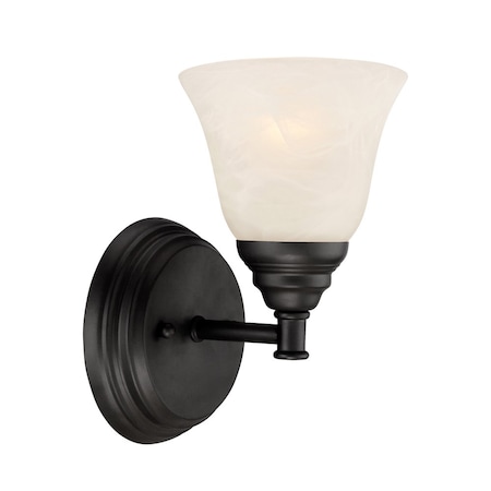 Designers Fountain Kendall 5.75in 1-Light Oil Rubbed Bronze Transitional Indoor Wall Sconce with Alabaster Glass Shade 85101-ORB